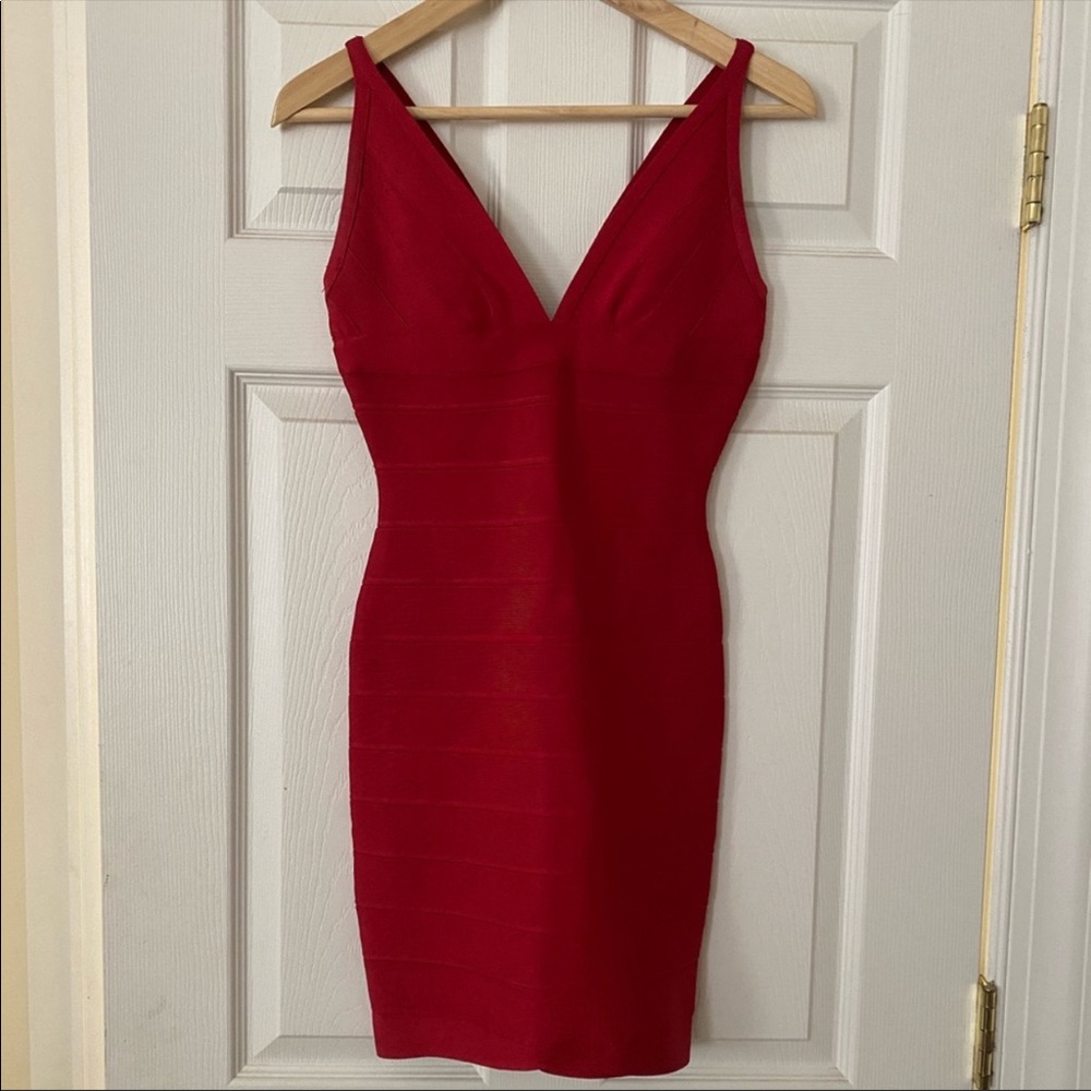 100% Authentic Herve Leger Bodycon Dress - RED - Trade Value $1000 - Picture 2 of 8